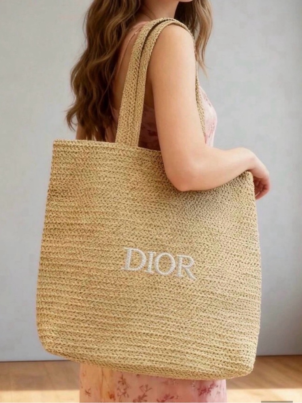 DIOR beauty Natural Raffia Tote; NWOT